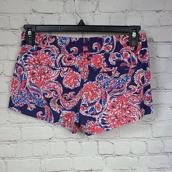 Lilly Pulitzer Vintage Halibut Walsh Short Pockets Red Blue Coral Reef Designer - Picture 7 of 11
